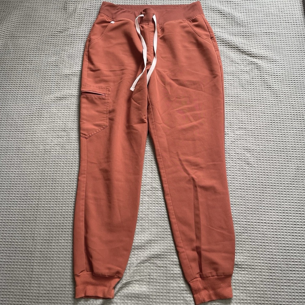 Figs Zamora Jogger Burnt Orange Scrub Pants Medium Women's Stretch Autumn